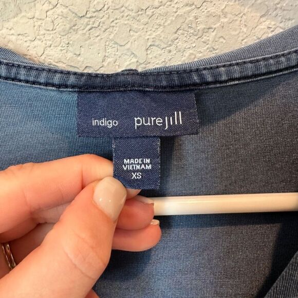 Purejill J. Jill Indigo Collection Blue Oversized Hoodie Tunic - Size XS - EUC - Picture 3 of 6